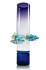 Purple Vase with Triggerfish by David Leppla (Art Glass Sculpture)