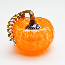 Gold Stem Pumpkin - Orange by Bryan Goldenberg (Art Glass Sculpture)