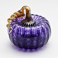 Gold Stem Pumpkin - Purple by Bryan Goldenberg (Art Glass Sculpture)