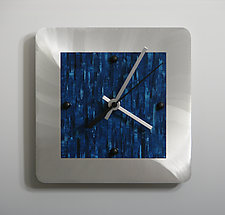 Mini Wall Clock on Brushed Aluminum by Linda Lamore (Painted Metal Clock)