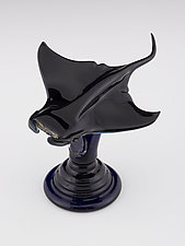 Manta Ray on Glass Base by Paul Labrie (Art Glass Sculpture)