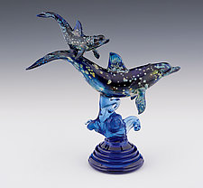 Spotted Dolphin and Baby by Paul Labrie (Art Glass Sculpture)
