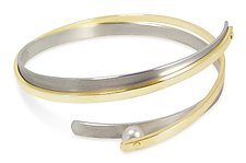 Bangle with Rivet-Set Pearl by Martha Seely (Silver & Pearl Bracelet)
