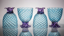 Set of Four of Small Pineapple Glasses by Andrew Iannazzi (Art Glass Drinkware)