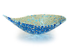 Nido 26 Turquoise and Amber Bowl by Joseph Enszo (Art Glass Bowl)