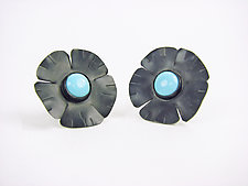 Silver Flowers with Turquoise by Julie Long Gallegos (Silver & Stone Earrings)