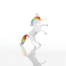 Rainbow Unicorn by Andre Nigoghossian (Art Glass Ornament)