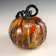 Harvest Surreal Pumpkins with Black Stems by Leonoff Art Glass  (Art Glass Sculpture)