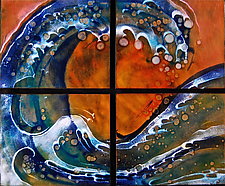 The Wave Quartet by Cynthia Miller (Art Glass Wall Sculpture)