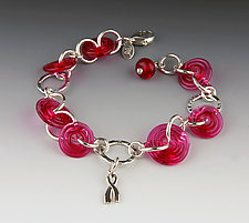Dorothy's Bracelet in Cranberry Pink by Dianne Zack (Silver & Glass Bracelet)