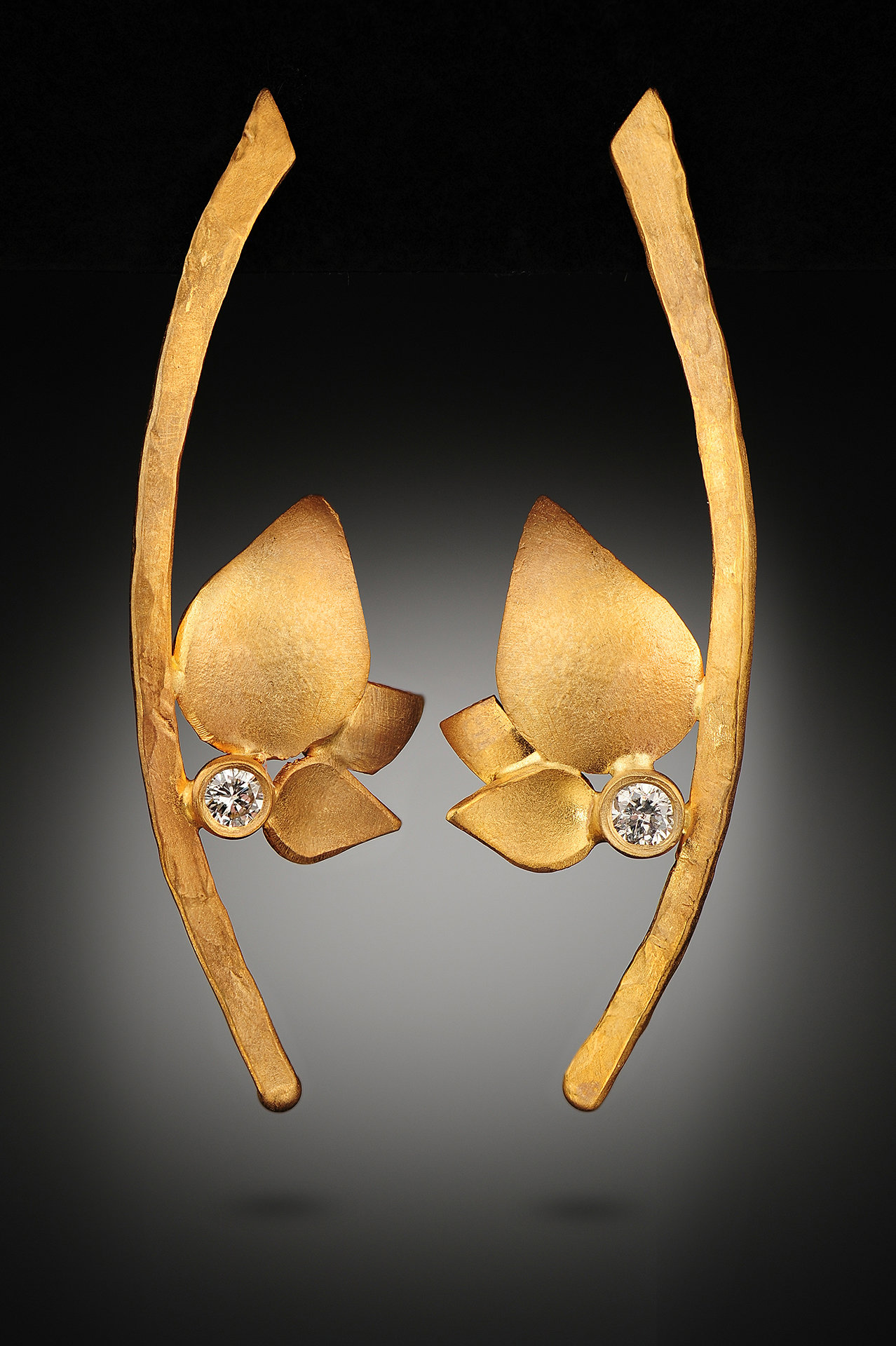 Branch Leaves by Rosario Garcia (Gold & Stone Earrings) | Artful Home
