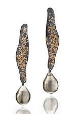 Tahitian Pearl Earrings by Suzanne Schwartz (Gold, Silver & Pearl Earrings)