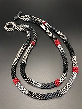 Gray and Black Bead Crochet Necklace by Sher Berman (Beaded Necklace)
