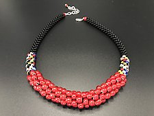 Red Crochet Necklace by Sher Berman (Beaded Necklace)