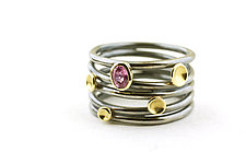Gemstone Tornado Lichen Ring by Renee Ford (Gold, Silver & Stone Ring)