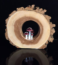 Willow Mushroom Lamp by Sage Churchill-Foster (Art Glass & Wood Lamp)