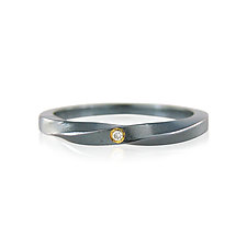 Torus Ring with One Diamond by Karin Jacobson (Gold, Silver & Stone Ring)