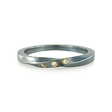 Torus Ring with 3 Diamonds by Karin Jacobson (Gold, Silver & Stone Ring)