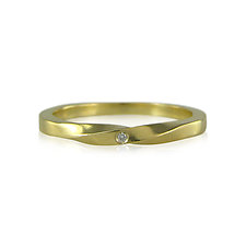 Torus Ring with One Diamond by Karin Jacobson (Gold, Silver & Stone Ring)