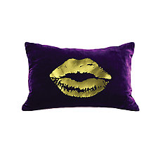 Gilded Luxe Lips Pillow by Helene Ige (Velvet Pillow)