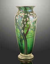 Teal Iridescent Hawthorn Vase by Orient & Flume Art Glass (Art Glass Vase)