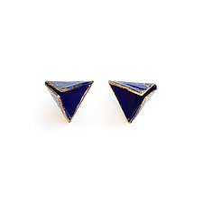 Reveal Triangle Studs by Hsiang-Ting Yen (Gold, Silver & Enamel Earrings)