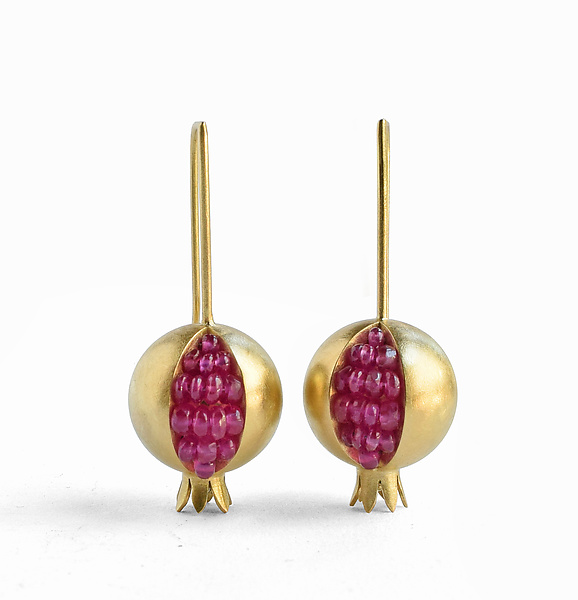 Pomegranate Gold Sapphire Earrings