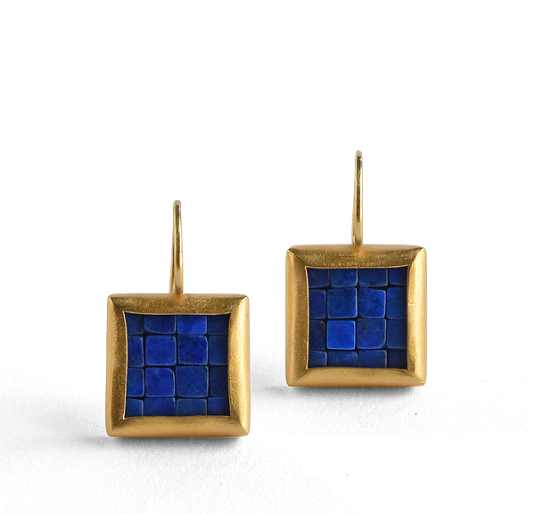 Mosaic Gold Lapis Lazuli Earrings