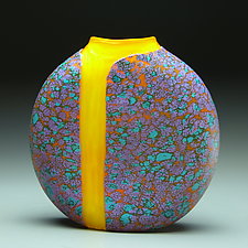Purple Cascade Vase with Opal Yellow Interior by Thomas Spake (Art Glass Vase)