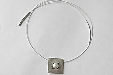 Square Pearl Pendant by Laurette O'Neil (Silver Necklace)