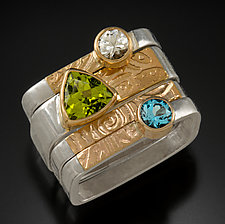 Stackable Square Rings by Idelle Hammond-Sass (Gold, Silver & Stone Ring)