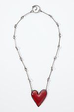 Large Asymmetrical Heart Necklace by Lisa Crowder (Gold, Silver & Enamel Necklace)