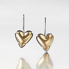 Asymmetrical Enamel Heart Earrings by Lisa Crowder (Silver & Enamel Earrings)