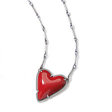 Asymmetrical Enamel Heart Necklace by Lisa Crowder (Silver & Enamel Necklace)