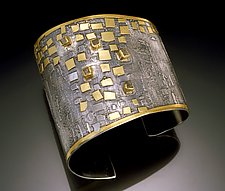 Crossing Paths Cuff Bracelet by Nina Mann (Gold, Silver & Stone Bracelet)