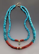 Blue as the Turquoise Night Necklace by Nina Mann (Gold & Stone Necklace)