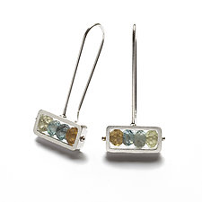 Horizontal Rectangle Earrings by Ashka Dymel (Silver & Stone Earrings)