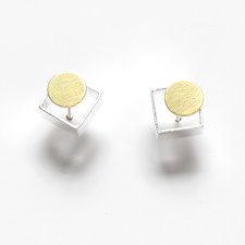 Mini Square Studs by Ashka Dymel (Gold & Silver Earrings)