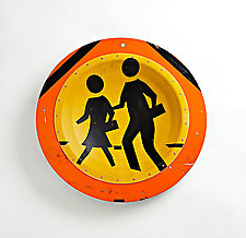 Orange Kids X-ing Platter by Boris Bally (Metal Wall Sculpture)