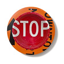 Stop Sign D.P.W. Platter by Boris Bally (Metal Wall Art)