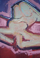 Nude Reclining, Purple Rug by Elisa Root (Oil Painting)