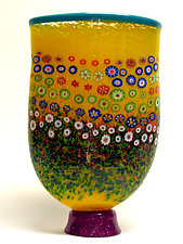Yellow Garden Vase by Ken Hanson and Ingrid Hanson (Art Glass Vase)
