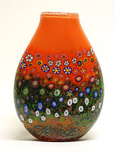 Peach Garden Vase by Ken Hanson and Ingrid Hanson (Art Glass Vase)