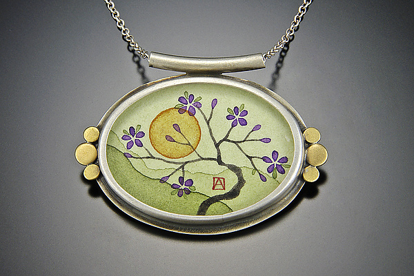 Plum Blossom Necklace by Ananda Khalsa (Gold Pendant) | Artful Home