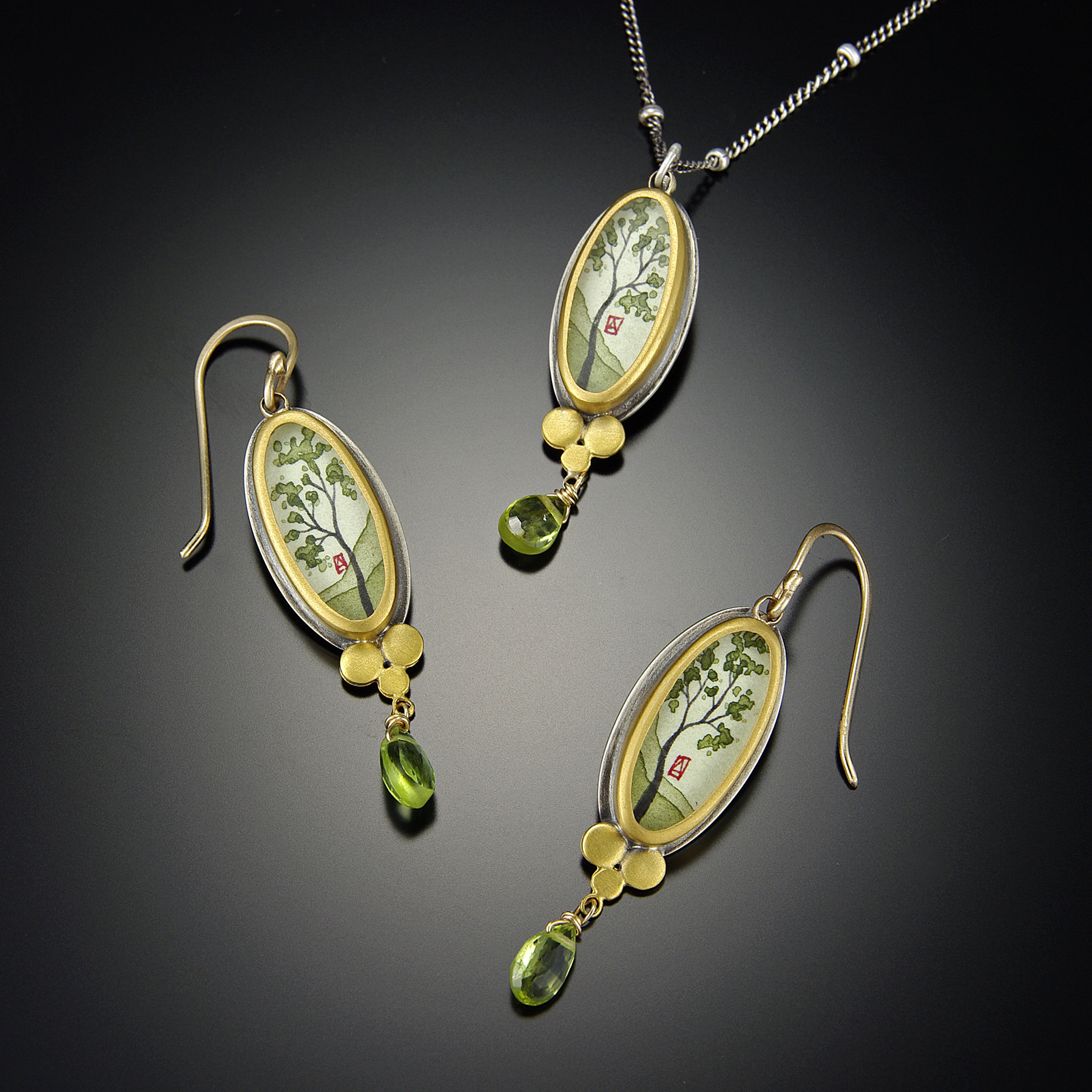 Spring Maple Necklace with Peridot by Ananda Khalsa (Gold, Silver ...