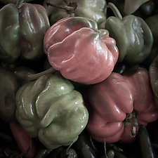 Chili Peppers at Akumal Market by Steven Keller (Color Photograph)
