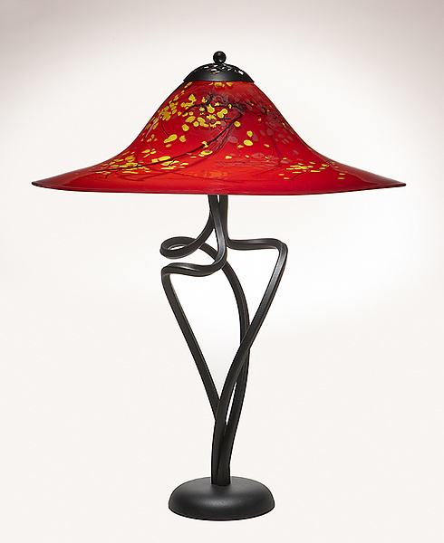 Oriental Red Round Edge Spiral Lamp By, Round Glass Table Lamp Shade
