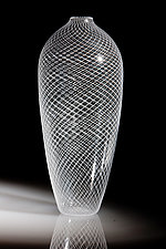 Tall White Reticello Vase by Robert Dane (Art Glass Vase)