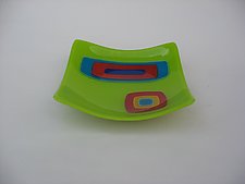 Collage Square Bowl - Chartreuse by Barbara Galazzo (Art Glass Bowl)