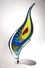 Peacock Sculpture by Mike Wallace (Art Glass Sculpture)